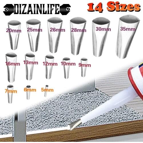 5mm-35mm Caulking Nozzle Applicator Stainless Steel Finishing Tool Glue Mouth Caulking Finisher Scraper Grout Tool Wall Repair