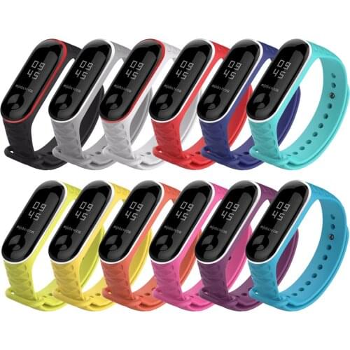 Gosear 12PCS Diamond Texture Watchband Replacement Wristband Watch Strap for Xiaomi Mi Band 3 4 Mi3 Mi4 Bracelet Accessories