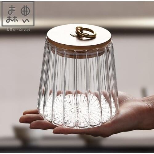 SENDIAN Japanese Style Handmade Glass Tea Caddy Fashion Creative Sealed Storage Tank 2021 New Office Home Kitchen Accessories