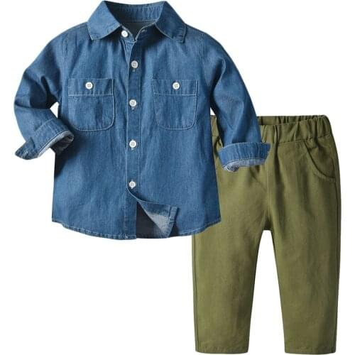 Tem Doger Autumn Spring New Fashion Boys Clothing Set Denim Shirt +Pant 2Pcs Suits Toddler Boy Casual Kids Daily Wear Outfits