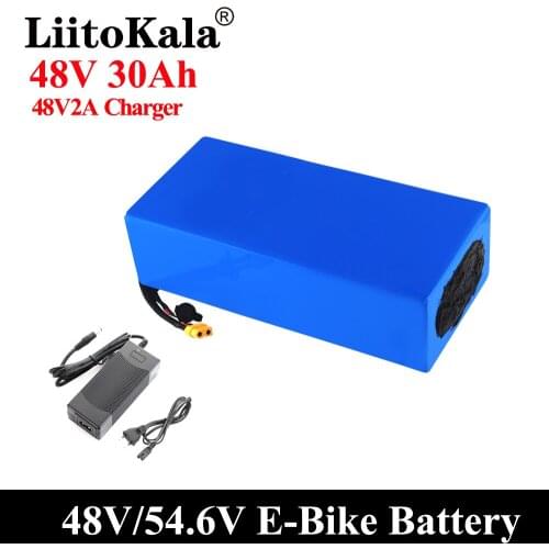 LiitoKala 18650 48V 30ah 20AH 15ah 12ah 25ah Lithium Battery Pack 48V 1000W electric bicycle battery Built in 20A BMS 48V2A XT60