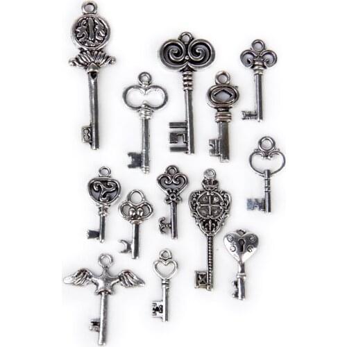 Antique Style Assorted Key Shape Mix Charms Pendants Beads Jewelry Findings DIY