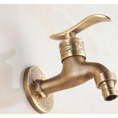 Vidric Antique Brass Finish Bathroom Mop Faucet Wall Mount Washing Machine Water Faucet Garden Faucet For Watering torneira