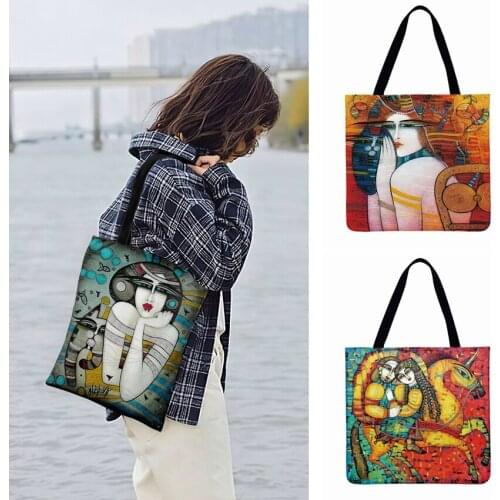 Ladies Bag Shoulder Bag Egyptian Queen And Cat Art Painting Print Tote Bag For Women Tote Bag Outdoor Shopping Bag Beach Bag