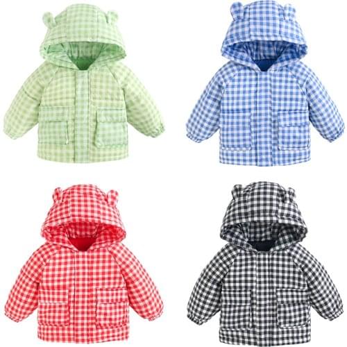 Winter Childrens Warm Cotton Jackets Girls Clothes Kids Babys Lattice Coats Korean Style For Boys Outerwears