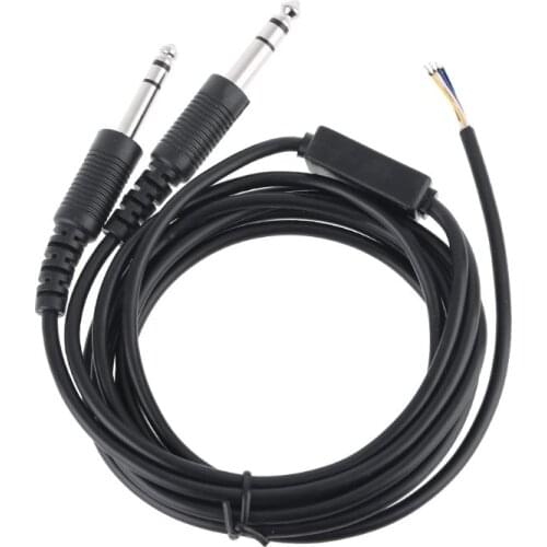 200cm DIY Aviation Headset Dual-plug Aircraft Headphones Replacement Cable Line G6DC