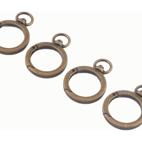 25mm Bronze Round Spring Gate Snap Hook Gate O Ring,Metal Purse Swivel Clasp Webbing Hook Bag Spring Buckle for Handbag 4Pcs