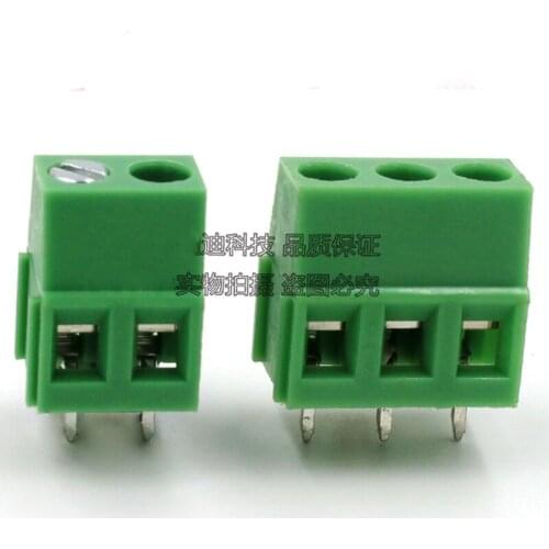 50pcs/lot Screw-type PCB Terminal KF128 Pitch 3.5mm Copper Environmental 2P 3P green