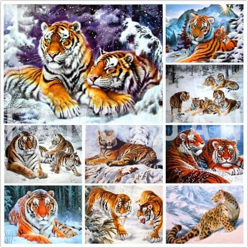 DIY Diamond Painting Tiger Cross Stitch Kits Handicraft Diamond Embroidery Animal Mosaic Rhinestones Home Decoration Gift