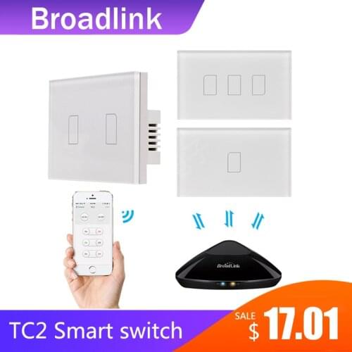 Broadlink TC2 1/2/3Gang 433MHZ Connection Wall Touch Panel Light Switch Remote Control US Standard For Smart Home System