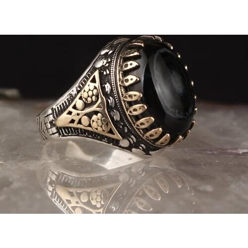 Eyes Agate Gemstone 925 Sterling Silver Men 'S Ring