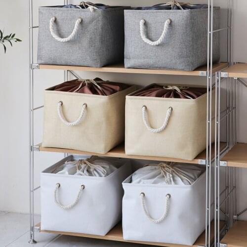Large Folding Collapsible Linen Storage Basket Clothes Sheet Laundry Hamper Holder Organizer Box Set With Lid Cover For Bedrooms