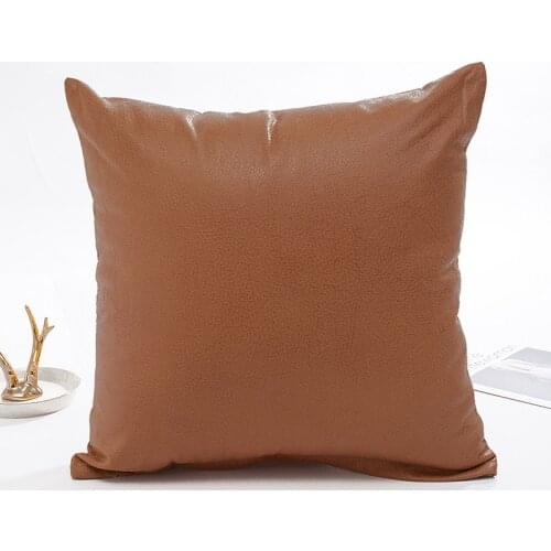 Square Faux Leather Thickened Cushion Modern Solid Decorative Cushion Cases for Couch Bed Sofa Pure Color J2Y