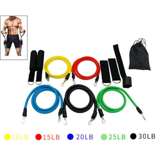 5pcs Yoga Pull Rope Resistance Bands Fitness Gum Elastic Bands Colorful Fitness Rubber Workout Exercise Training Band 100 LBS