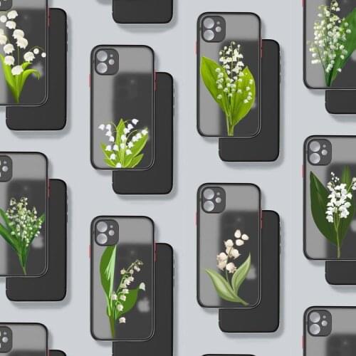 Lily of the valley Phone Case Matte Transparent for iPhone 7 8 11 12 s mini pro X XS XR MAX Plus Soft TPU mobile bags coque