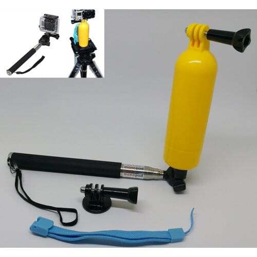 5 in 1 for GoPro Accessories kit Selfi Stick Monopod + Floating Bobber Tripod Mount+ adapter Black for Go pro Hero6 5 4 3 3+ 2 1