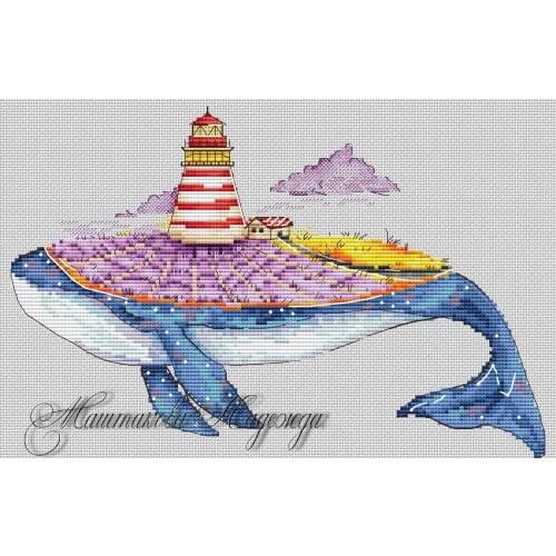 The back of a whale-Lavender field 37-28 Cross Stitch Kit Packages Counted Cross-Stitching Kits Cross stich Painting Set
