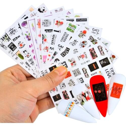 1 Sheet Butterfly Adhesive Decals Summer Fruits Flower Leaves Alphabet Leaves Nail Art Stickers Wraps Slider Decorations