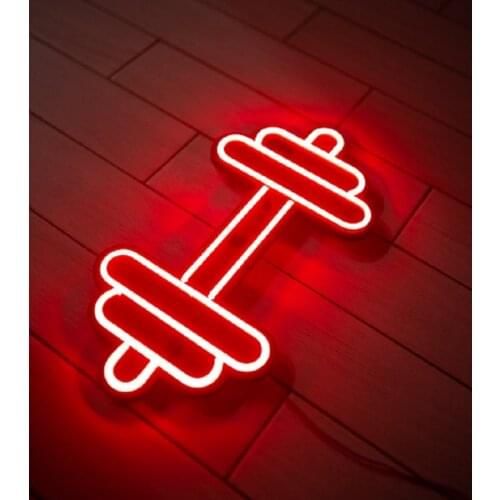 Custom Barbell Dumbbell LED Neon Sign Led Unbreakable Neon Light Decor Window Wall Hanging for Home Room Sale Shop Decoration