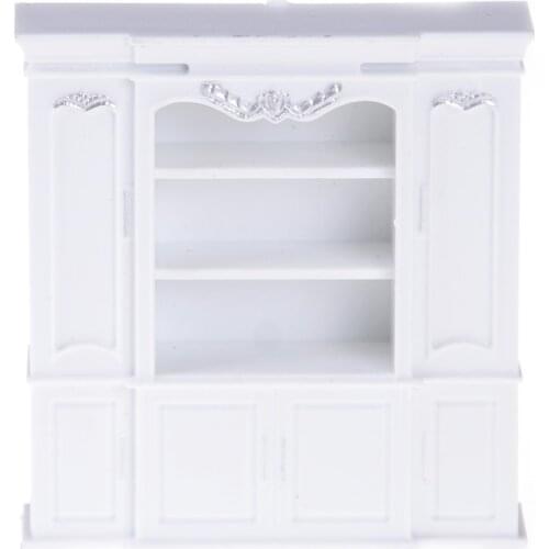 Newest 60*20*67mm 1/12 Dollhouse Miniature Furniture Multifunction Wood Cabinet Bookcase White