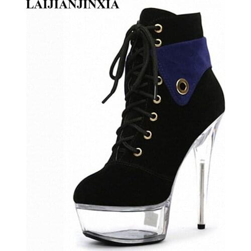 New nightclub high heels, super stiletto heels with leopard print boots, suede leather belt 15cm, sexy pole dancing shoes