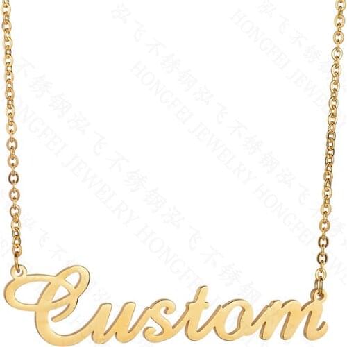 Stainless Steel Customized Name Necklaces Personalized Name Pendant Necklaces Birthday Gift Gold Color English Letter Colorfast