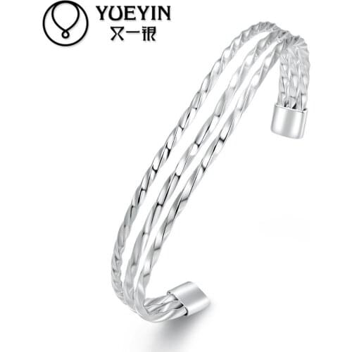 Silver plated bangles for ladies bracelet Engagement jewelry bangles pulseira Wholesale Retail brilliant bracelet