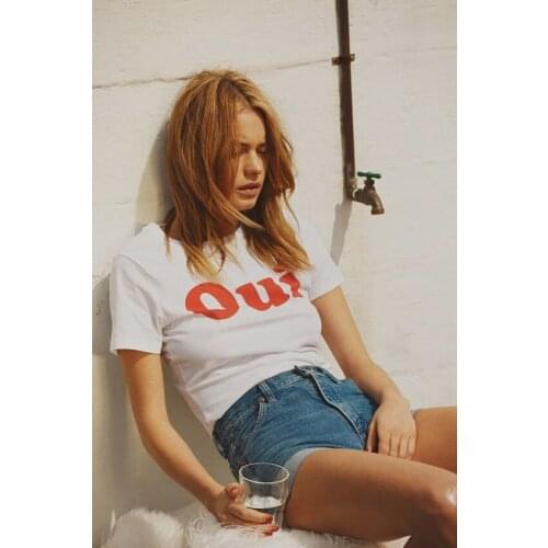 Casual Tshirt Summer Short Sleeve Girls Tops Aesthetic Clothing Outfit Oui T-Shirt French Writing Ladies T Shirt Tumblr Style