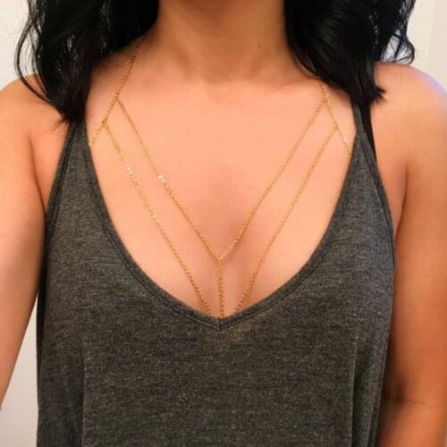 Gold-plated silver-plated necklaces in Europe and the United States Cold Wind Nets Chain Bini Necklace Body Chain Womens Chest