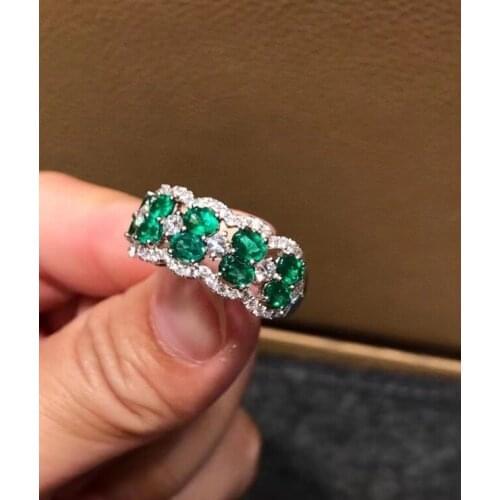 Luxurious thick wide Rowv Natural green emerald gem Ring S925 Silver Natural Gemstone Ring Womens office party gift Jewelry