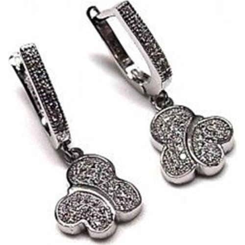 Minosilver butterfly rhodium plated silver earrings with super original and precious micro zirconia for an elegant woman