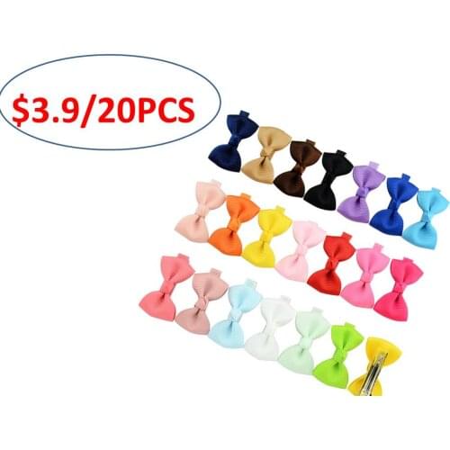 Mix 20Colors Small Hair Clips Solid Grosgrain bow Clip for Baby toddle