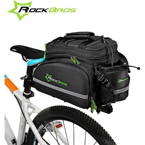 ROCKBROS Multifunctional Bicycle Rear Bag Waterproof Cycling Traveling Bag Portable Reflective MTB Bike Frame Large Capacity Bag