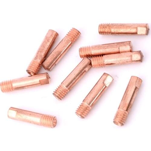 10 Pieces Weld Torch Contact Tips Mig Mag Welding Gas Nozzle Gold 15AK-0.8mm