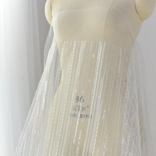 Vertical pattern soft sequin embroidery lace high-end wedding dress cloth clothing dress decoration cloth material