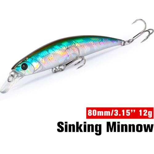 TSURINOYA DW96 Sinking Minnow 80mm 12g Seabass Jerkbait Trout Hard Bait 80S Saltwater Freshwater Wobbler Artificial Baits