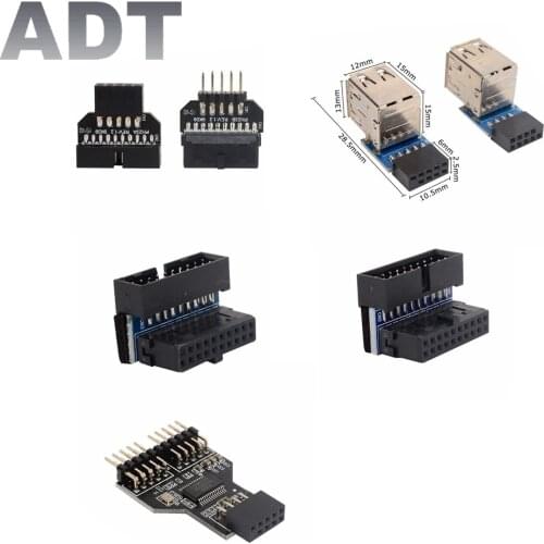 USB3.0 20pin Male to Female Extension Adapter USB 2.0 9pin, USB 3.0 20pin angled at 90 degrees for motherboard connector socket