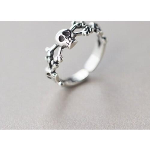 Vintage skull Rings for Women Fashion Trendy Jewelry Large Adjustable Antique Rings Anillos