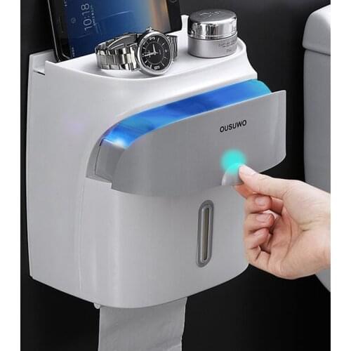 Waterproof Toilet Paper Holder Stand Wall Mount Phone Tray Tissue Box Roll Paper Bathroom Storage Rack Hand Towel Dispenser