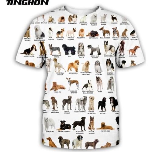XS-7XL Fashion t shirt men Retro Style animal Dog all breed 3D Print Unisex t-shirt summer streetwear Casual T shirt