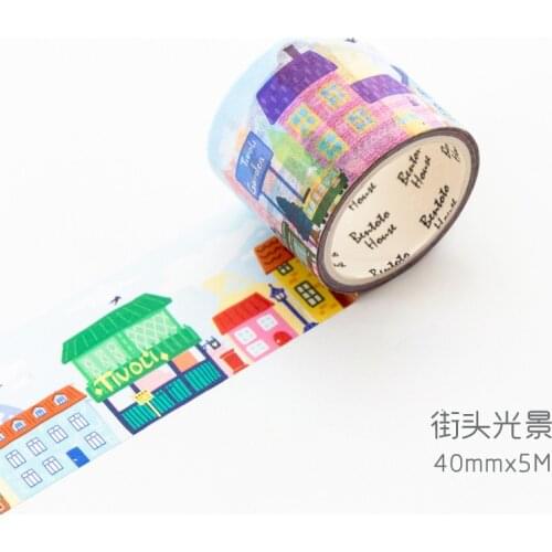4cm*5M Colorful Street House Paper Decorative Sticker Tape Notebook Album Decoration
