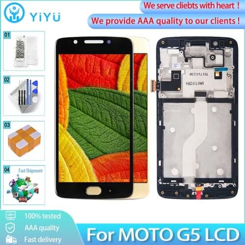 5.0 " Original For Motorola Moto G5 LCD Display Touch Screen Digitizer Assembly With Frame Replacement For Moto G5 XT1672 XT1676