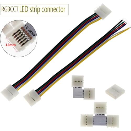 6Pin LED Strip Connector 12mm for 5050 RGBCCT LED Strip Free Welding Connector