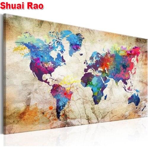 Abstract world map full square diamond painting sale round diamond embroidery Europe office decor for 2020 top gift