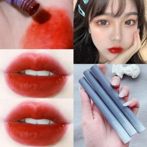 SHAQINUO Velvet Matte Lip Gloss Waterproof Lipstick Makeup Silky Smooth Lip Glaze Longlasting Sexy Women Lip Tint Cosmetic TSLM2