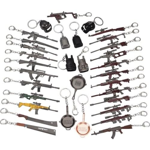 12PCS Men Stainless Steel Keychain Battlefield Cosplay Props Key Chain Game Boy Toy 98K AWM Mini Pendant for Boyfriend Gift Car