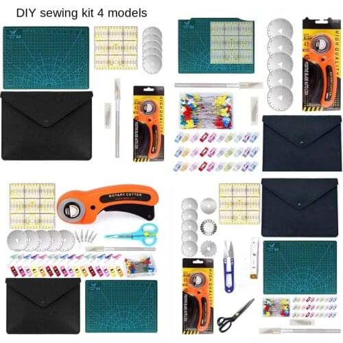 Household Cloth Cutting Knife Cutting Cloth Knife Round Roller Cutting Knife Cutting Pad Patchwork Ruler Combination 45mm Set