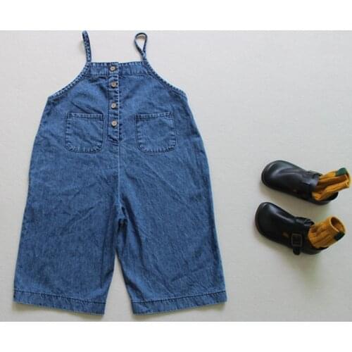Kids Denim Jumpsuit Korean Toddler Boys Girls Playsuit Baby Outfit 6M-7Year