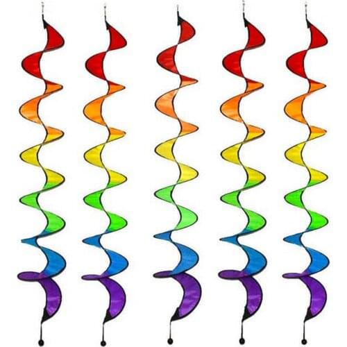 Camping Toy Curlie Spinner Outdoor Colorful Hanging Wind Twister Rotating Foldable Durable Rainbow-colored Rainbow Garden Decor