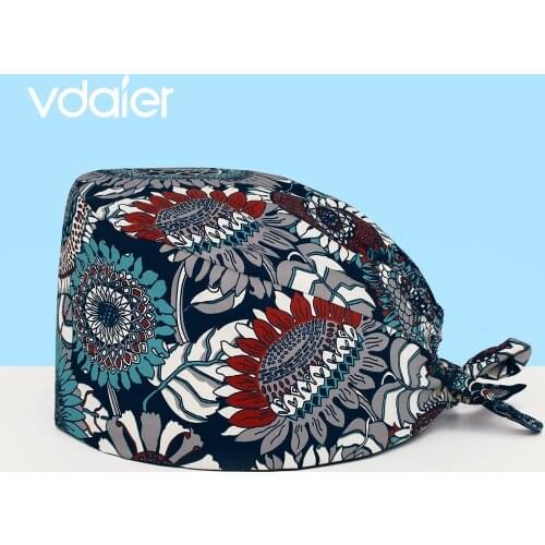 Cotton Print Scrubs Hats Laboratory Operator Cap Pet Grooming Agency Work hat Scrubs Caps Beautician medical Health Caps